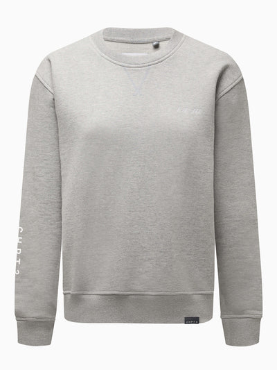 CHPT3 Elysée women's crewneck sweatshirt in grey, viewed from the front #color_grey-marl  