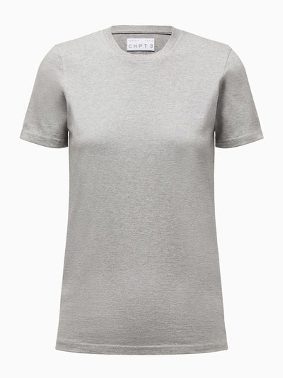 CHPT3 Elysée women's organic cotton t-shirt in colour grey marl, pictured front on #color_grey-marl