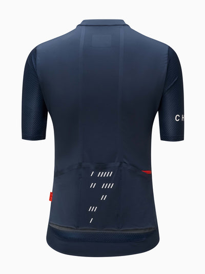 CHPT3 women's short sleeve Aero jersey, in  Outer Space Blue, viewed from front #color_outer-space-blue