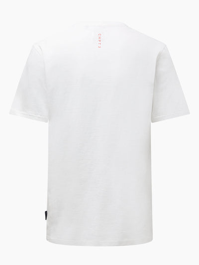 CHPT3 Elysée men's organic cotton t-shirt in colour white, pictured from rear #color_white
