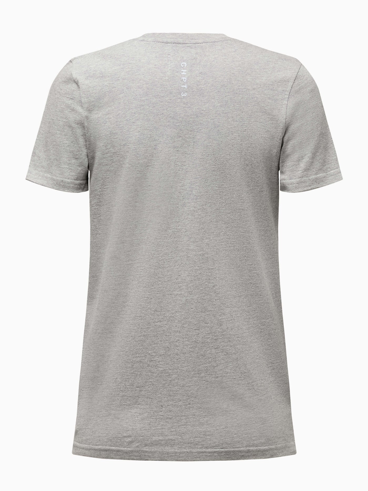 CHPT3 Elysée women's organic cotton t-shirt in colour grey marl, pictured from behind #color_grey-marl