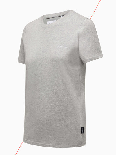 CHPT3 Elysée women's organic cotton t-shirt in colour grey marl, pictured side on #color_grey-marl