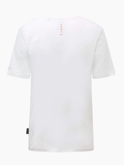 CHPT3 Elysée women's organic cotton t-shirt in colour white, pictured from rear #color_white