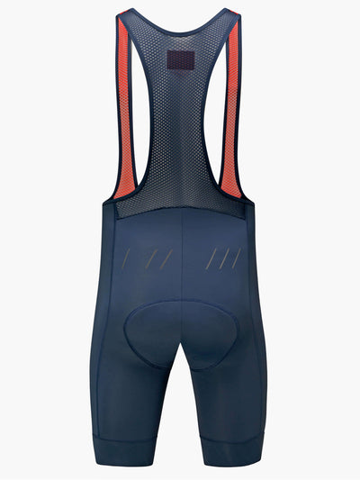 CHPT3 men's Grand Tour Bib shorts, in Outer space Blue viewed from back #color_outer-space-blue