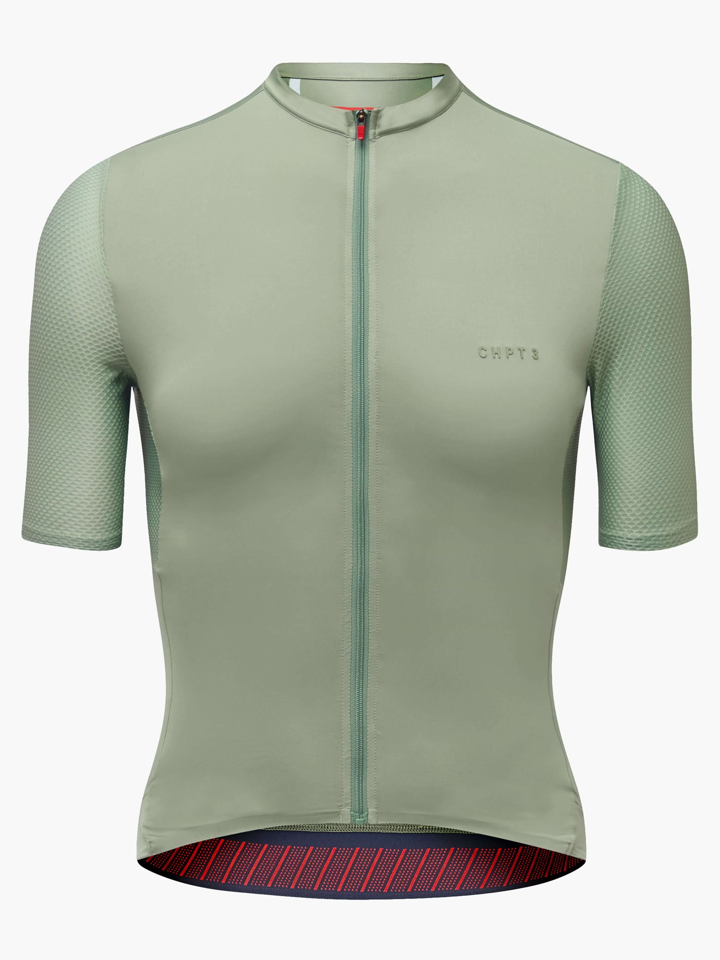 CHPT3 Men's Aero short sleeve jersey, in Lichen Green, viewed from front. #color_lichen-green