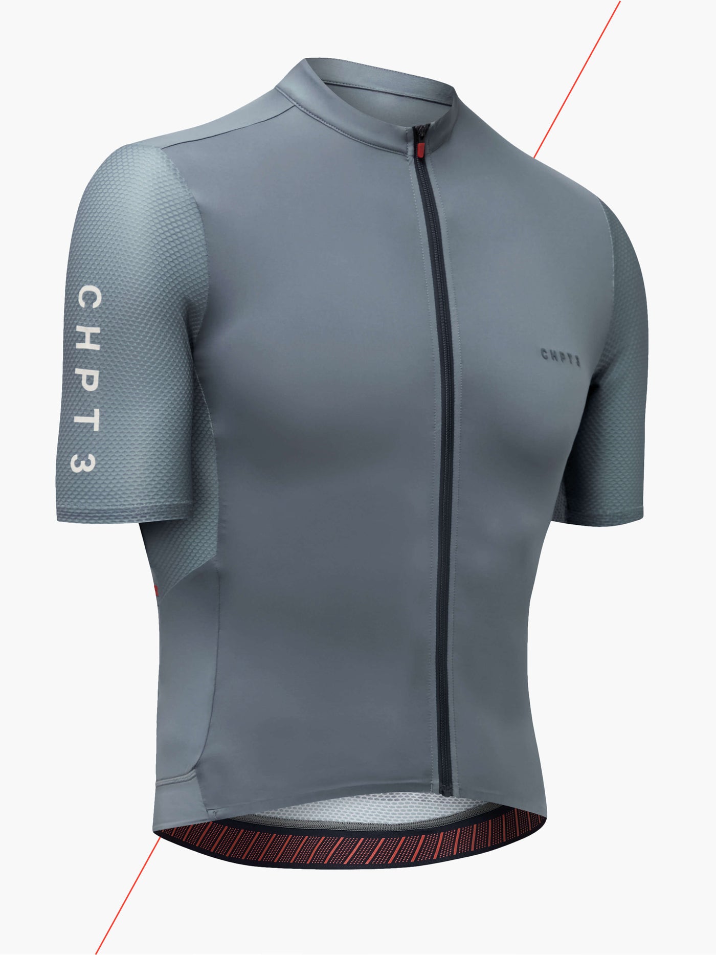 CHPT3 Men's Aero short sleeve jersey, in Storm Blue, viewed from side. #color_storm-blue