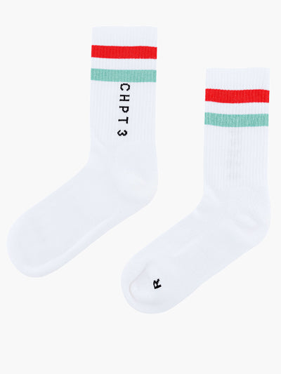SL Tube Socks - White/Aqua Teal/Fire Red