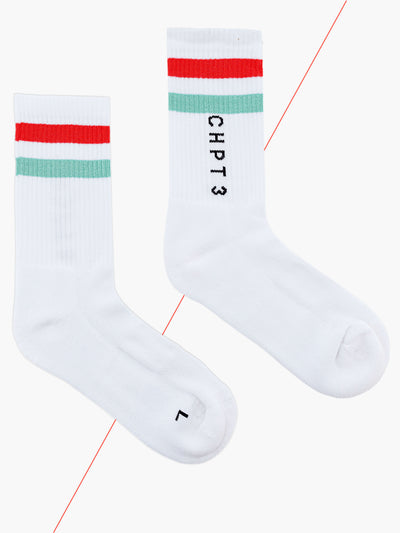 SL Tube Socks - White/Aqua Teal/Fire Red