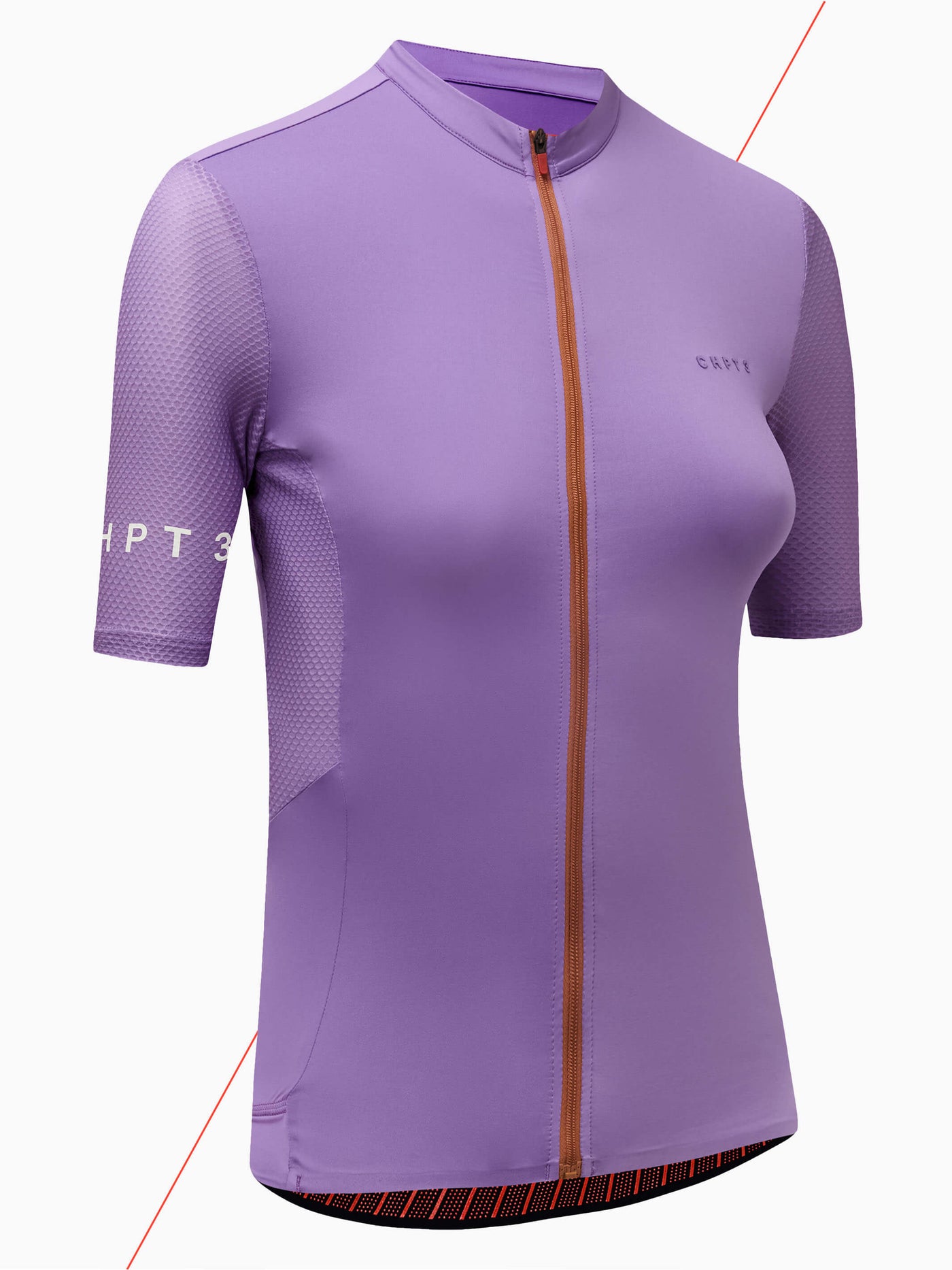 CHPT3 women's short sleeve Aero jersey, in Electric Lavender, viewed from side #color_electric-lavender