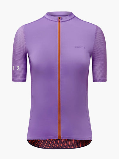 CHPT3 women's short sleeve Aero jersey, in Electric Lavender, viewed from front #color_electric-lavender