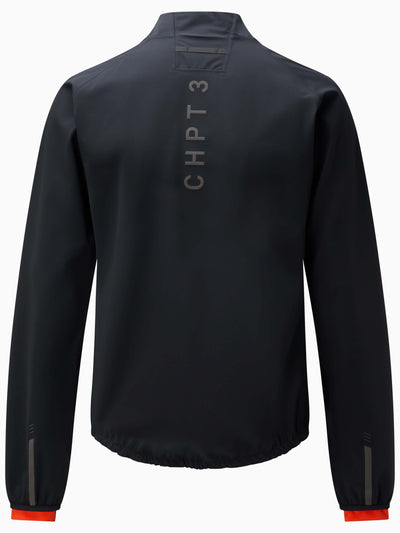 CHPT3 Repeller Rain Jacket Rear View showing CHPT3 branding in grey