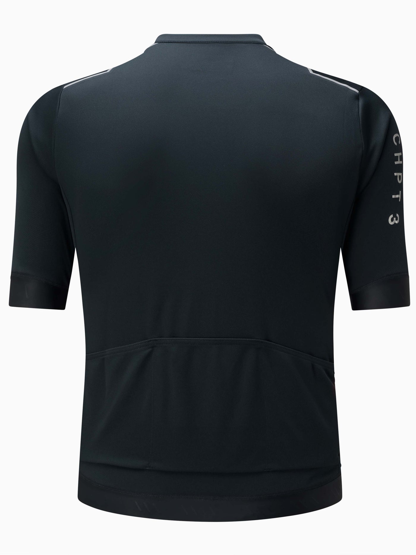 Flat photo from rear of CHPT3 Men's Most Days jersey in Carbon Black#color_carbon-black