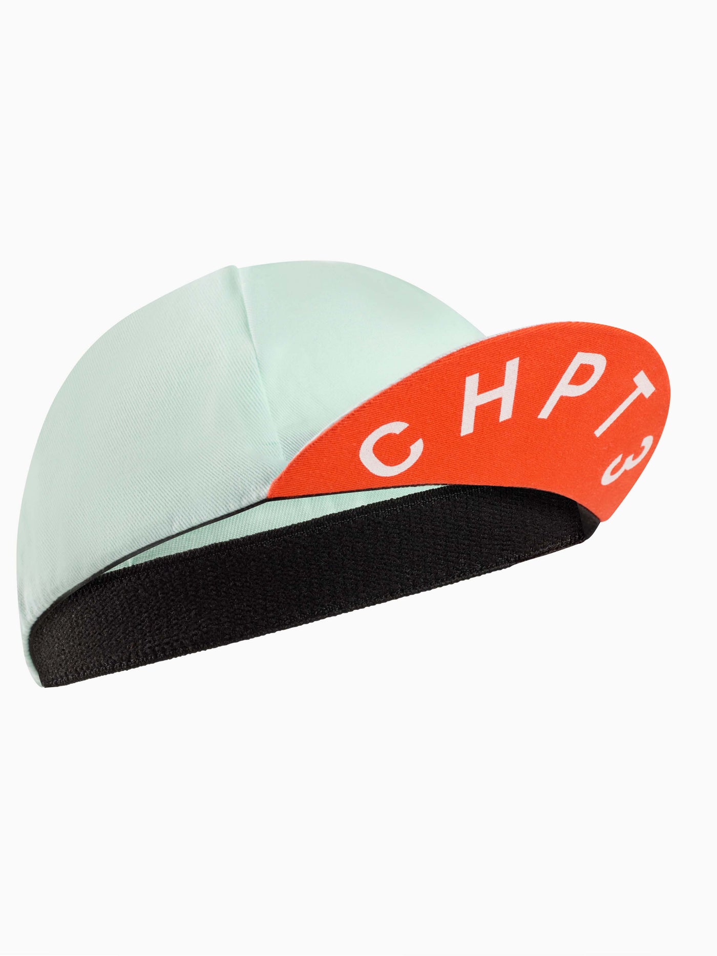 CHPT3 cotton cycling cap in Ice blue with showing the peak in Fire red #color_ice-blue