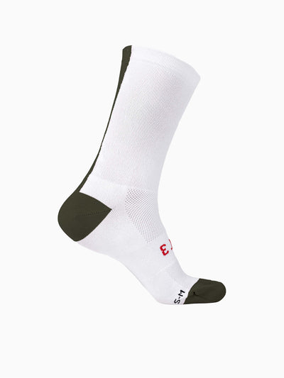 CHPT3 Road Socks in white and forest green #color_forest-green